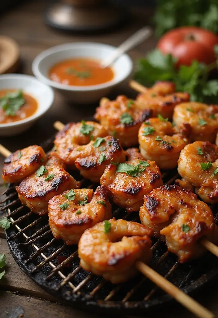 25 BBQ Pork Belly Recipes That Are Smoky and Sweet - 16. BBQ Pork Belly and Shrimp Skewers