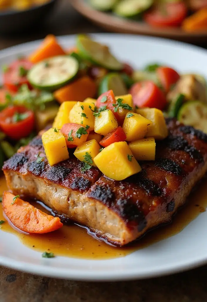 25 BBQ Pork Belly Recipes That Are Smoky and Sweet - 7. Caribbean Jerk Pork Belly with Mango Salsa