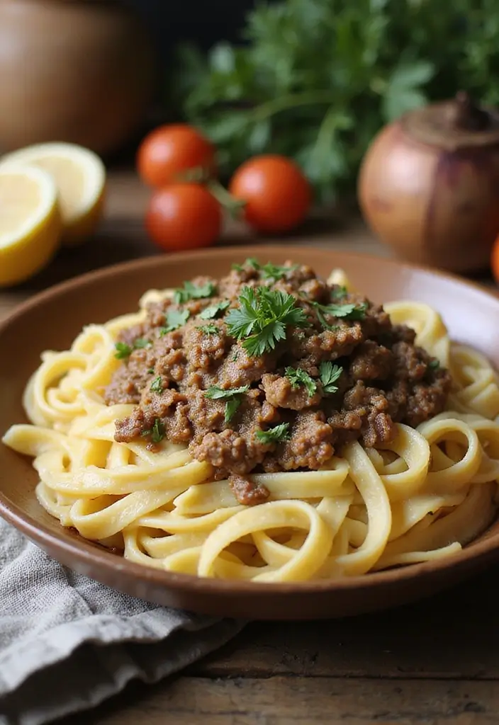 25 Ground Pork Pasta Recipes That Are Cozy and Filling 1 25 Ground Pork Pasta Recipes That Are Cozy and Filling - 1. Creamy Ground Pork Fettuccine