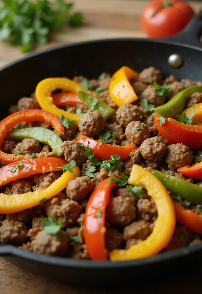 25 Ground Pork Sausage Recipes for Easy and Flavorful Dinners 1 25 Ground Pork Sausage Recipes for Easy and Flavorful Dinners - 1. Spicy Sausage and Bell Pepper Skillet