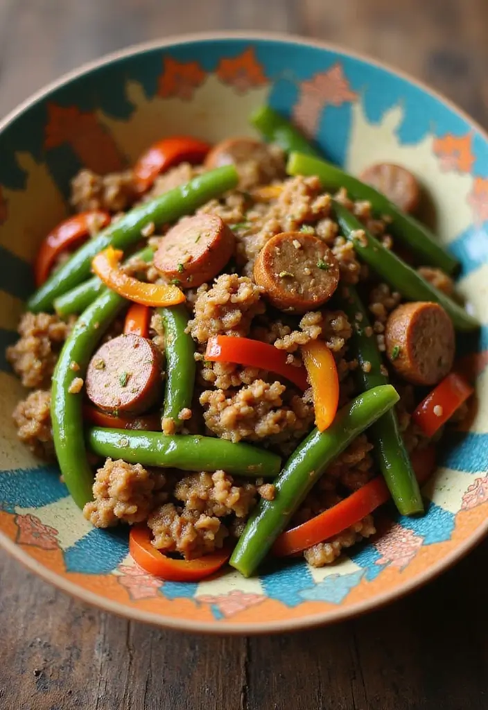 25 Ground Pork Sausage Recipes for Easy and Flavorful Dinners 102 25 Ground Pork Sausage Recipes for Easy and Flavorful Dinners - 16. Thai Sausage and Green Bean Stir-Fry