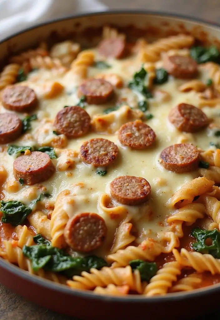 25 Ground Pork Sausage Recipes for Easy and Flavorful Dinners 123 25 Ground Pork Sausage Recipes for Easy and Flavorful Dinners - 19. Sausage and Spinach Pasta Bake