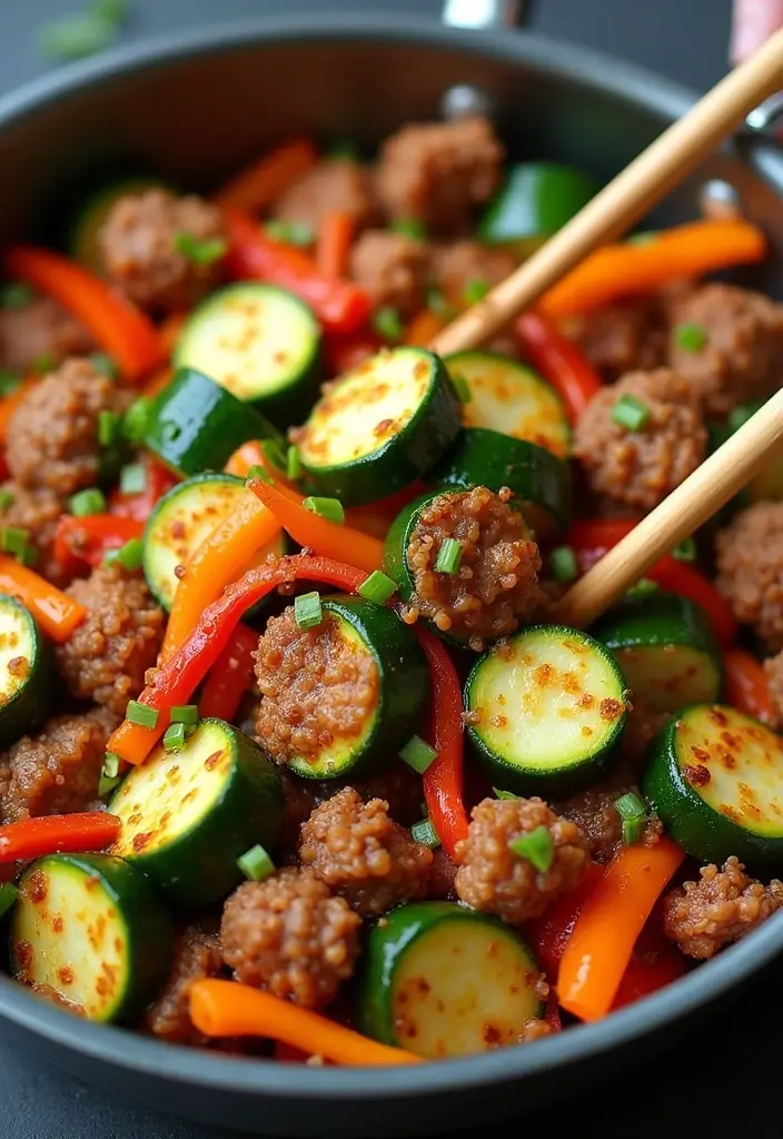 25 Ground Pork Sausage Recipes for Easy and Flavorful Dinners 41 25 Ground Pork Sausage Recipes for Easy and Flavorful Dinners - 7. Zesty Sausage and Zucchini Stir-Fry
