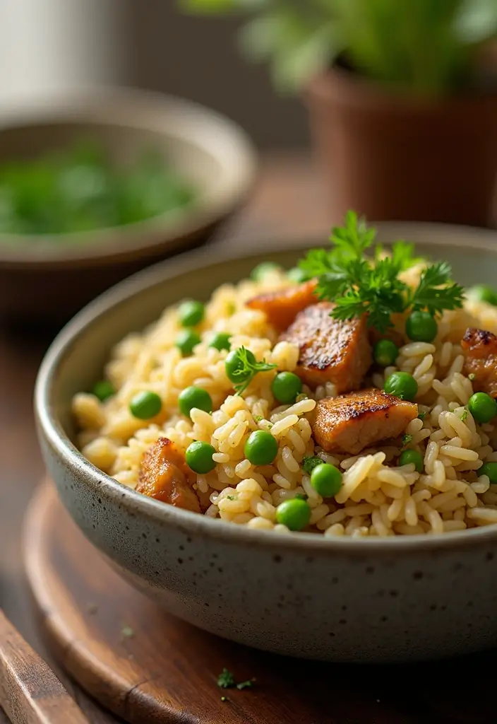 25 Ground Pork and Rice Recipes for Simple Weeknight Meals 140 25 Ground Pork and Rice Recipes for Simple Weeknight Meals - 22. Pork and Peas Rice Pilaf