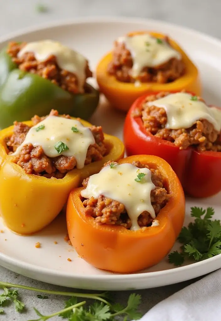 25 Ground Pork and Rice Recipes for Simple Weeknight Meals 13 25 Ground Pork and Rice Recipes for Simple Weeknight Meals - 3. Spicy Pork and Rice Stuffed Bell Peppers