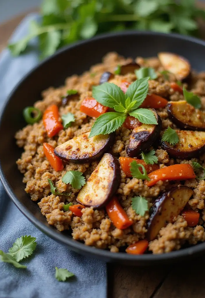 25 Healthy Ground Pork Recipes That Are High in Protein 101 25 Healthy Ground Pork Recipes That Are High in Protein - 19. Ground Pork and Eggplant Stir-Fry