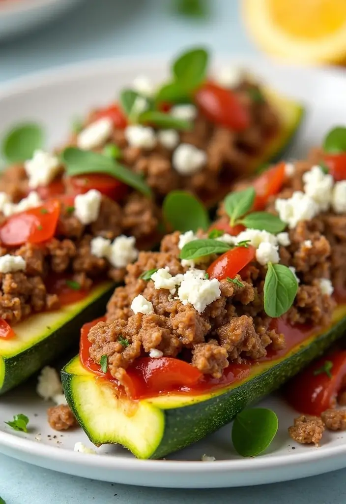 25 Healthy Ground Pork Recipes That Are High in Protein 115 25 Healthy Ground Pork Recipes That Are High in Protein - 21. Ground Pork and Feta Stuffed Zucchini
