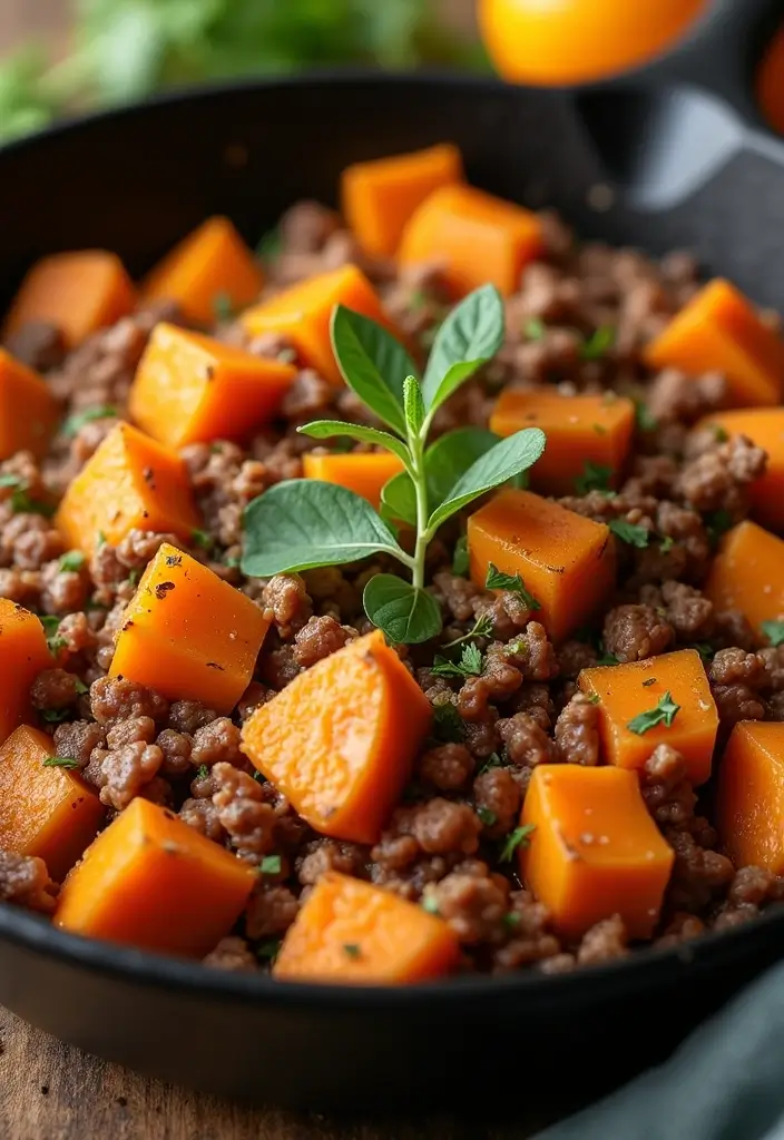 25 Healthy Ground Pork Recipes That Are High in Protein 13 25 Healthy Ground Pork Recipes That Are High in Protein - 3. Ground Pork and Sweet Potato Skillet