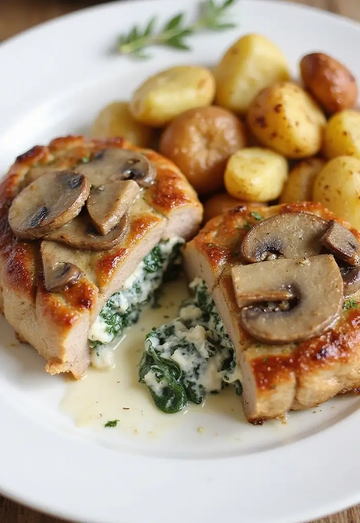 25 Healthy Pork Chop Recipes That Don’t Sacrifice Flavor 111 25 Healthy Pork Chop Recipes That Don’t Sacrifice Flavor - 17. Mushroom and Spinach Stuffed Pork Chops