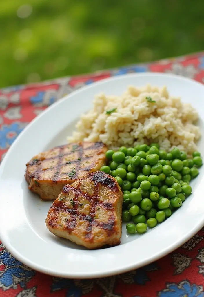 25 Pork Chop and Rice Recipes That Feel Like Comfort Food 111 25 Pork Chop and Rice Recipes That Feel Like Comfort Food - 17. Cilantro Lime Grilled Pork Chops with Rice and Peas