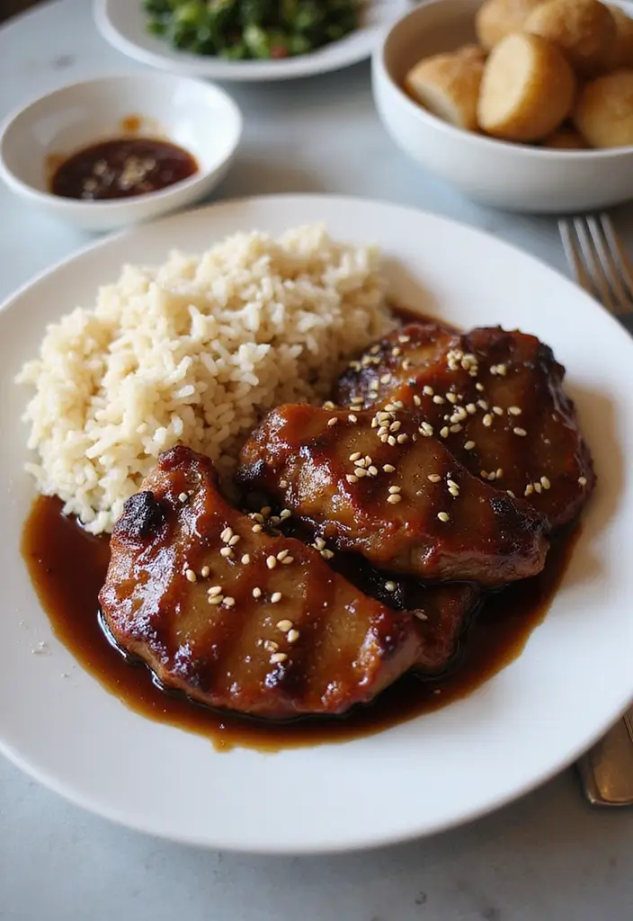 25 Pork Chop and Rice Recipes That Feel Like Comfort Food 118 25 Pork Chop and Rice Recipes That Feel Like Comfort Food - 18. Sesame Soy Pork Chops with Sticky Rice