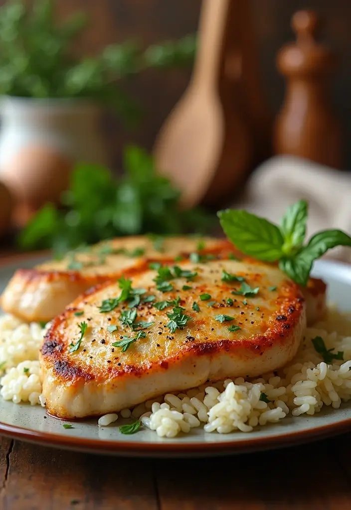 25 Pork Chop and Rice Recipes That Feel Like Comfort Food 146 25 Pork Chop and Rice Recipes That Feel Like Comfort Food - 22. Savory Garlic Parmesan Pork Chops with Rice