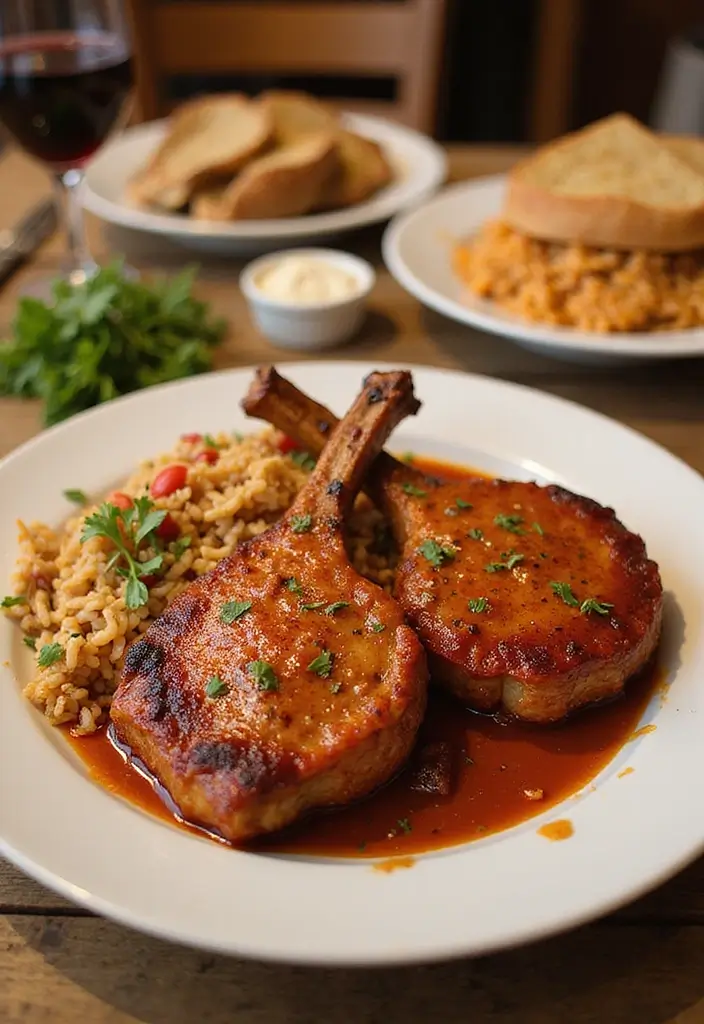 25 Pork Chop and Rice Recipes That Feel Like Comfort Food 22 25 Pork Chop and Rice Recipes That Feel Like Comfort Food - 4. Spicy Cajun Pork Chops with Dirty Rice