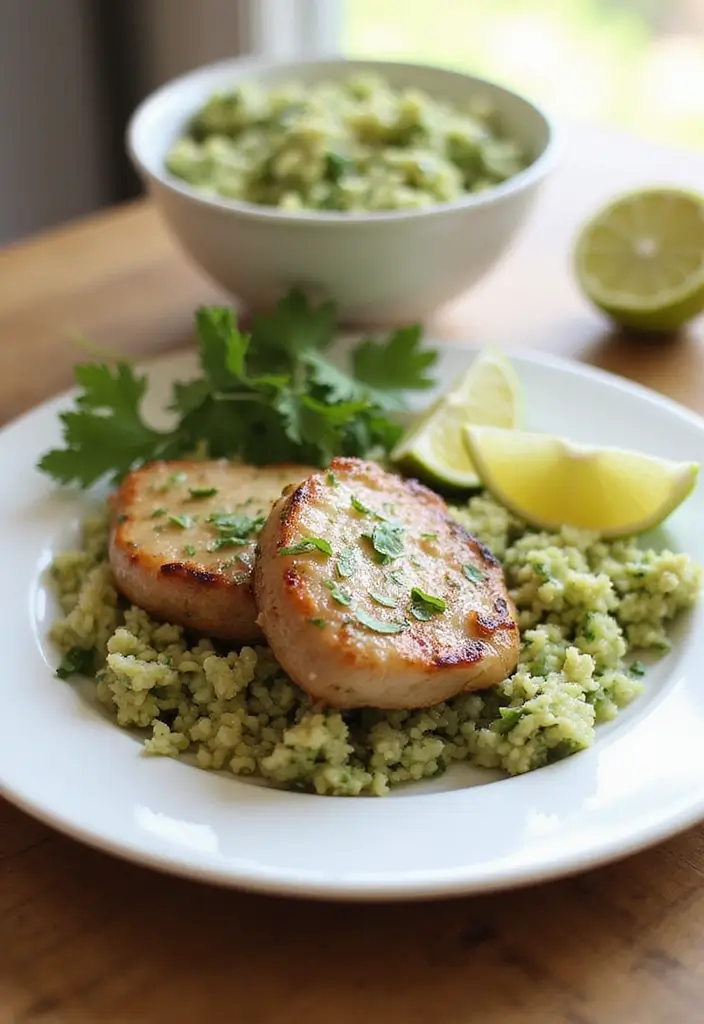 25 Pork Chop and Rice Recipes That Feel Like Comfort Food 36 25 Pork Chop and Rice Recipes That Feel Like Comfort Food - 6. Lemon Herb Pork Chops with Cilantro Lime Rice
