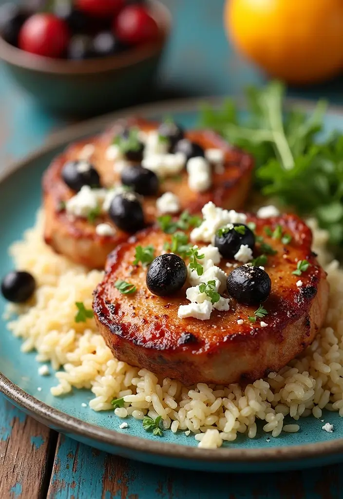 25 Pork Chop and Rice Recipes That Feel Like Comfort Food 43 25 Pork Chop and Rice Recipes That Feel Like Comfort Food - 7. Mediterranean Pork Chops with Feta Rice