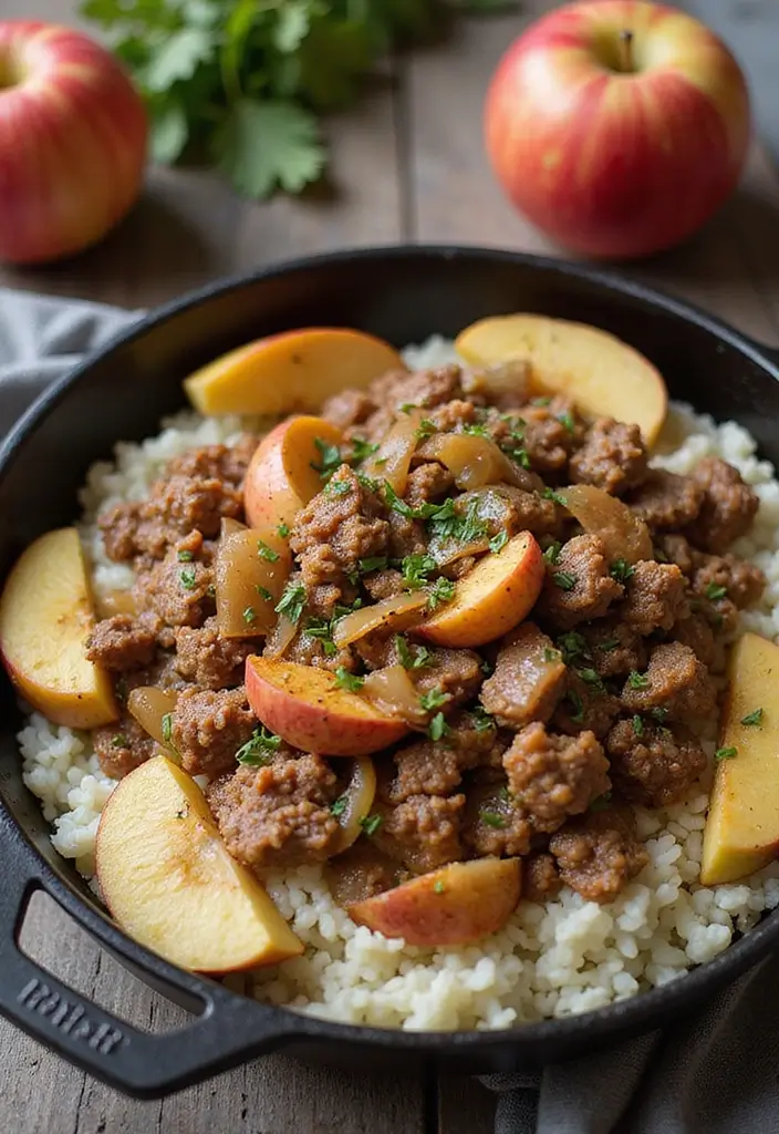 27 Ground Beef and Pork Recipes That Are Full of Flavor 68 27 Ground Beef and Pork Recipes That Are Full of Flavor - 12. Pork and Apple Skillet