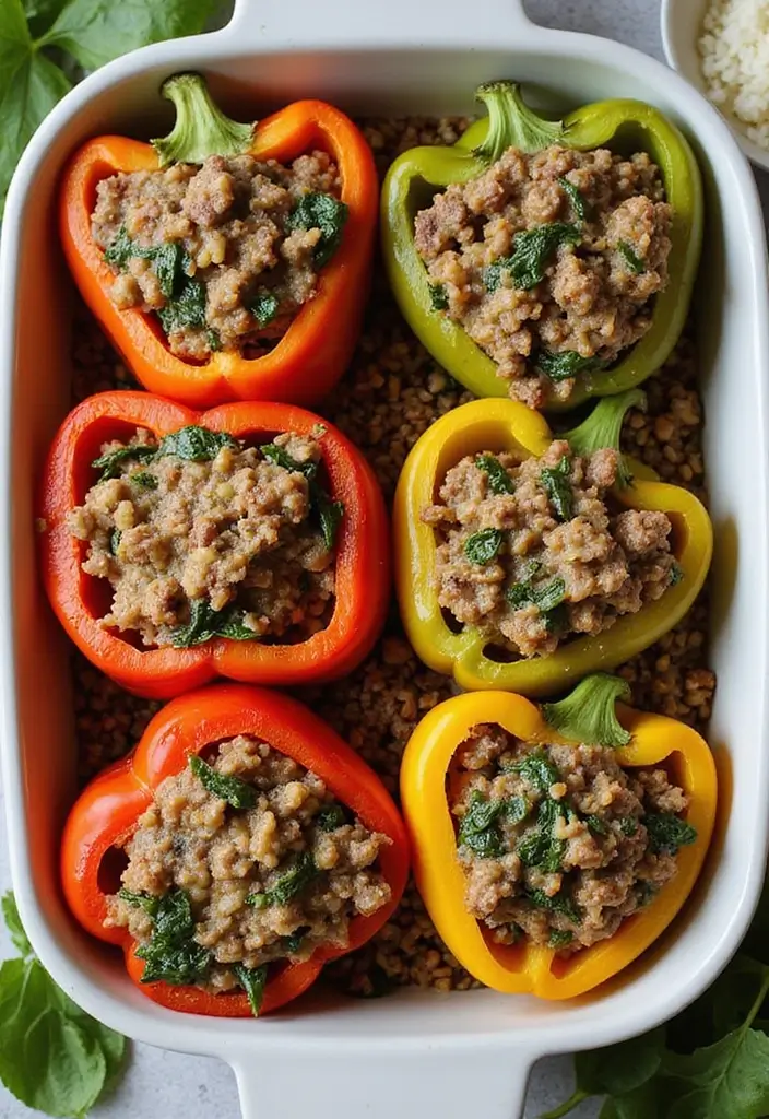 27 Ground Beef and Pork Recipes That Are Full of Flavor 44 27 Ground Beef and Pork Recipes That Are Full of Flavor - 8. Beef and Spinach Stuffed Peppers