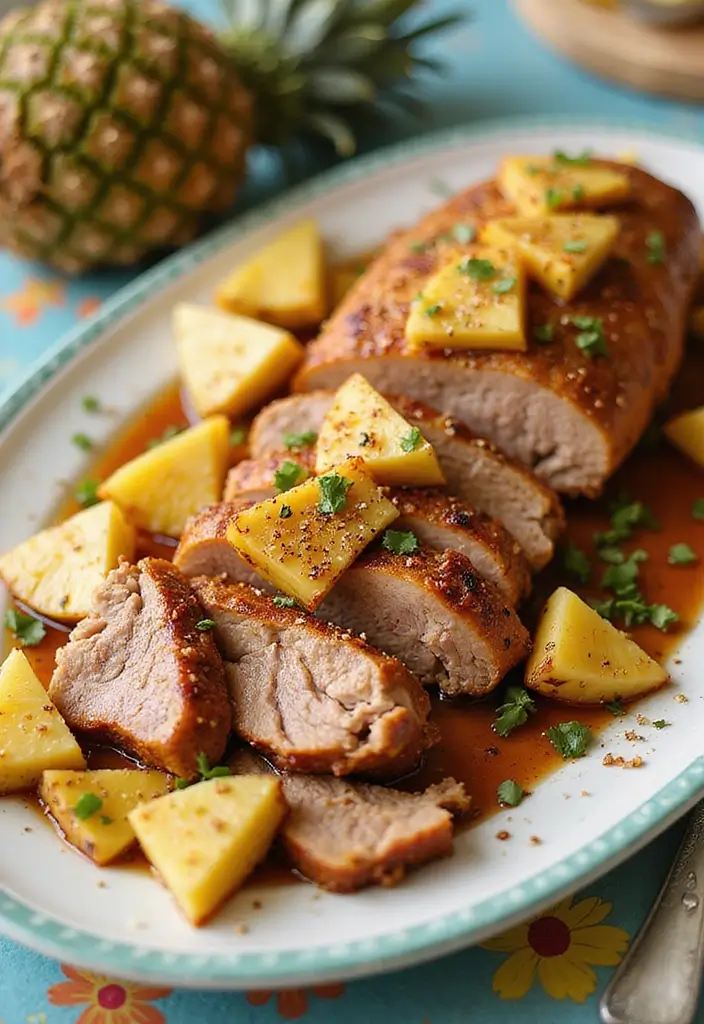27 Roasted Pork Tenderloin Recipes That Always Impress - 13. Spiced Rum and Pineapple Roasted Pork Tenderloin