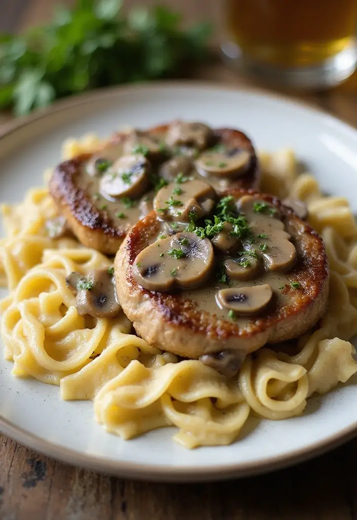 28 BBQ Pork Chop Recipes That Bring the Grill Indoors - 19. Creamy Mushroom Sauce Pork Chops
