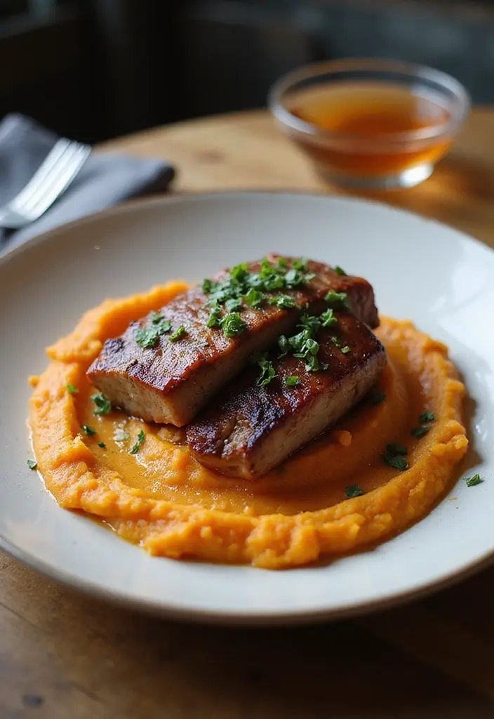 30 Easy Pork Belly Recipes That Melt in Your Mouth - 23. Pork Belly with Sweet Potato Mash