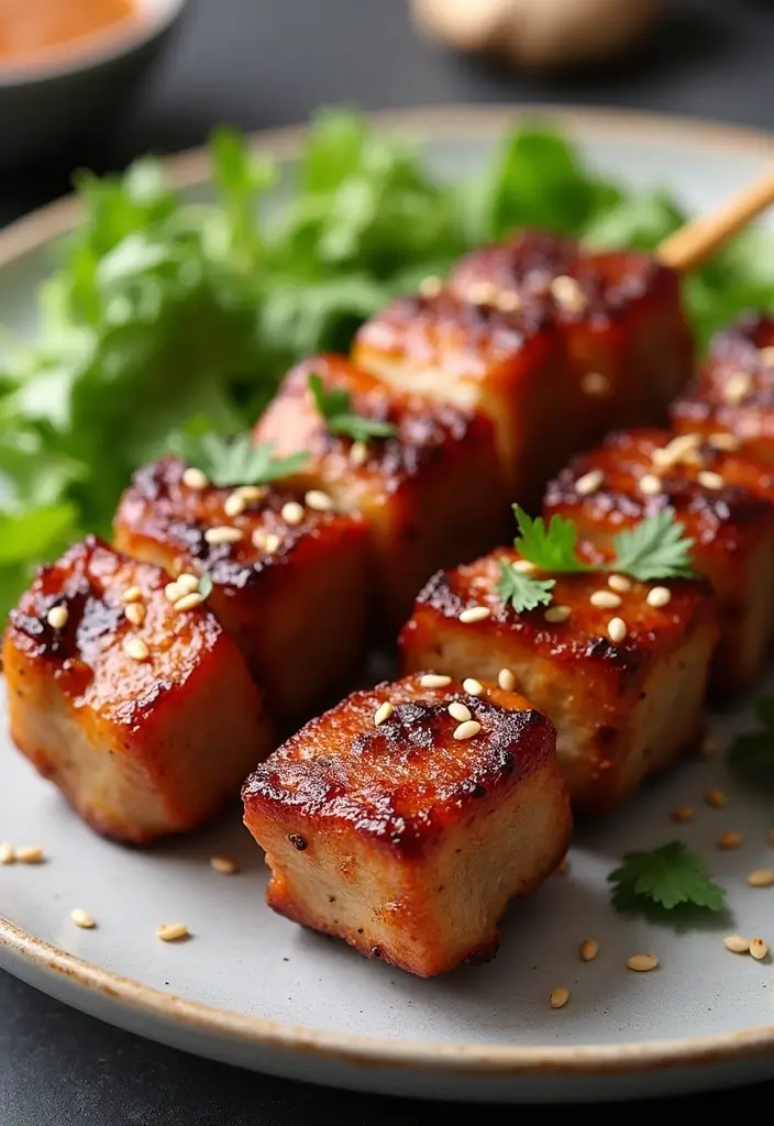 30 Grilled Pork Belly Recipes That Are Crispy and Juicy 34 30 Grilled Pork Belly Recipes That Are Crispy and Juicy - 6. Garlic and Ginger Pork Belly Skewers