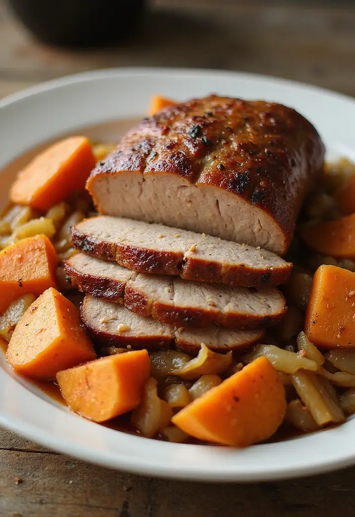30 Juicy and Easy Recipes with Pork Roast for Your Slow Cooker 107 30 Juicy and Easy Recipes with Pork Roast for Your Slow Cooker - 17. Pork Roast with Sweet Potatoes