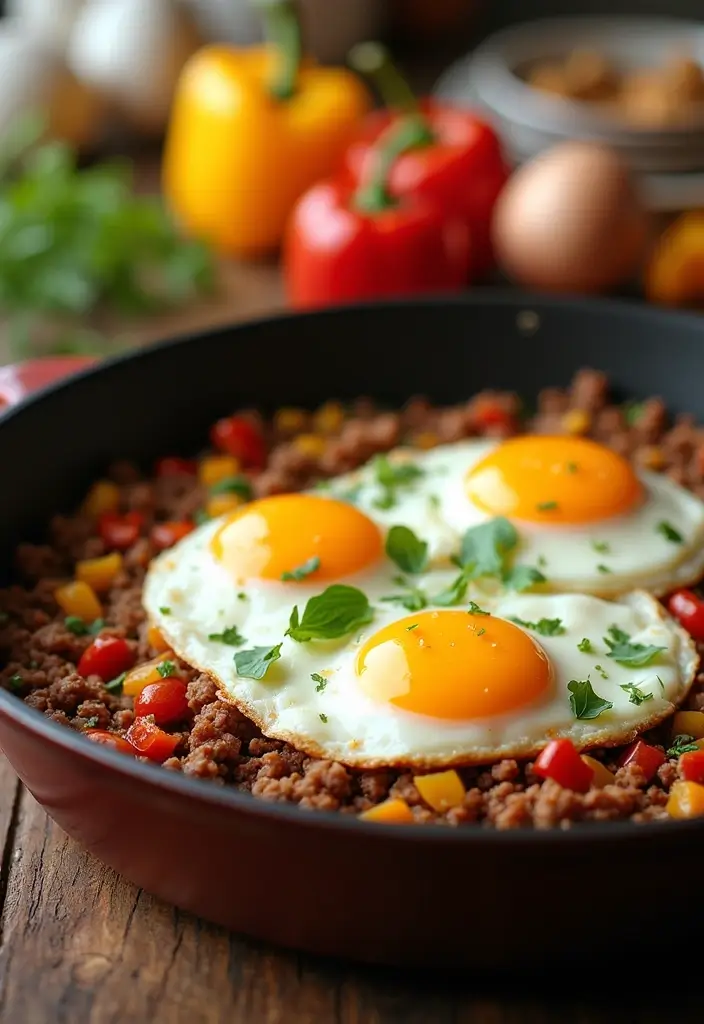30 Keto Ground Pork Recipes That Are Low Carb and Satisfying - 16. Pork and Egg Breakfast Skillet