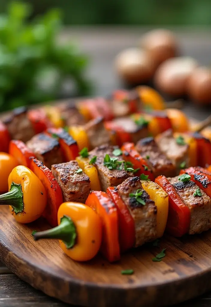 30 Keto Ground Pork Recipes That Are Low Carb and Satisfying - 23. Pork and Bell Pepper Skewers