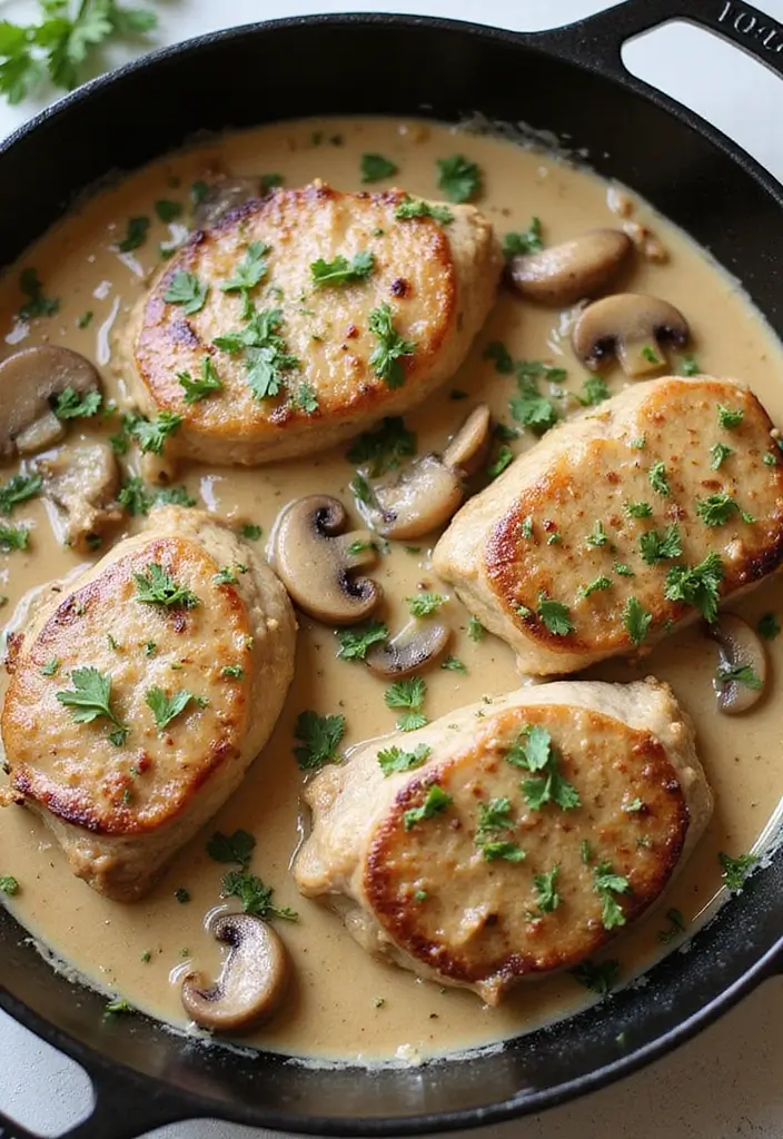30 Quick and Easy Pork Chop Recipes for Busy Weeknights 15 30 Quick and Easy Pork Chop Recipes for Busy Weeknights - 3. One-Pan Mushroom Pork Chops