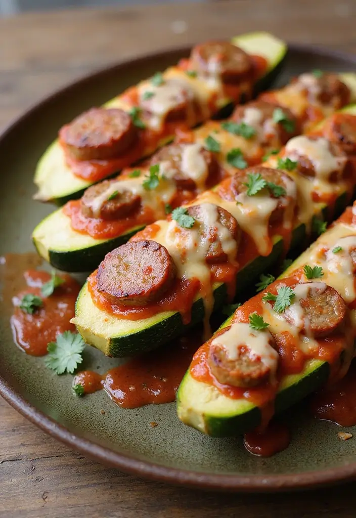 30 Recipes with Pork Sausage for Hearty and Satisfying Meals - 13. Sausage-Stuffed Zucchini Boats