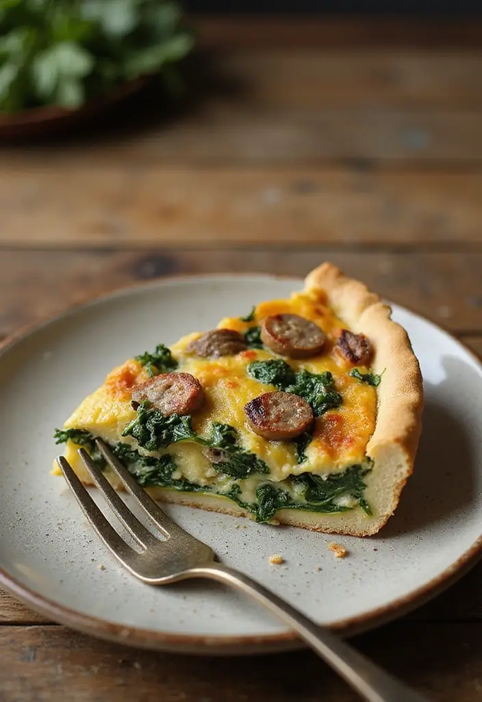 30 Recipes with Pork Sausage for Hearty and Satisfying Meals - 15. Sausage and Spinach Quiche