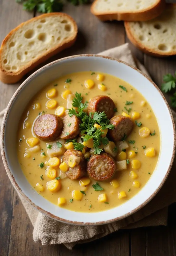 30 Recipes with Pork Sausage for Hearty and Satisfying Meals - 16. Sausage and Corn Chowder