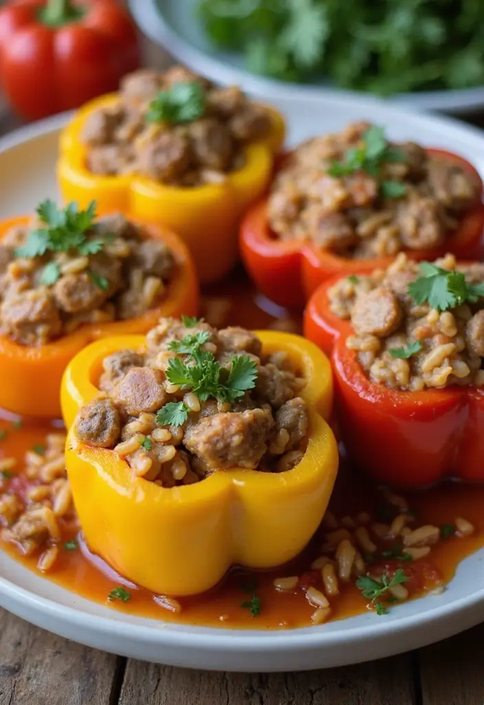 30 Recipes with Pork Sausage for Hearty and Satisfying Meals - 7. Sausage and Rice Stuffed Peppers